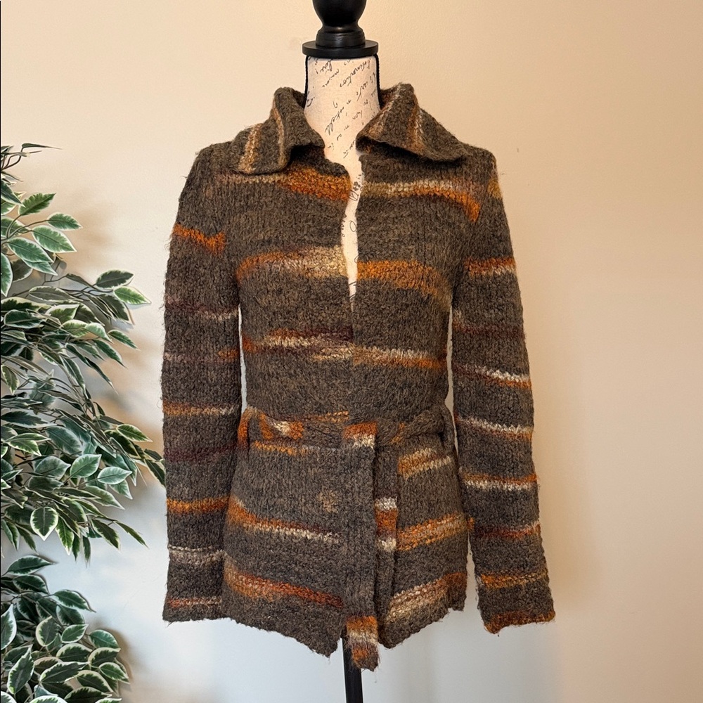 Vintage Berretti Italy Women’s Wool Blend Belted Cardigan Sweater Coat Medium